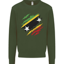 Torn Saint Kitts and Nevis Flag Day Football Kids Sweatshirt Jumper Forest Green