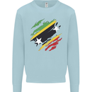 Torn Saint Kitts and Nevis Flag Day Football Kids Sweatshirt Jumper Light Blue