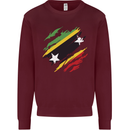 Torn Saint Kitts and Nevis Flag Day Football Kids Sweatshirt Jumper Maroon