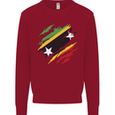 Torn Saint Kitts and Nevis Flag Day Football Kids Sweatshirt Jumper Red