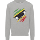 Torn Saint Kitts and Nevis Flag Day Football Kids Sweatshirt Jumper Sports Grey