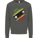 Torn Saint Kitts and Nevis Flag Day Football Kids Sweatshirt Jumper Storm Grey