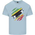 Torn Saint Kitts and Nevis Flag Day Football Kids T-Shirt Childrens Light Blue