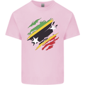 Torn Saint Kitts and Nevis Flag Day Football Kids T-Shirt Childrens Light Pink