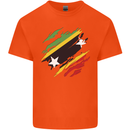 Torn Saint Kitts and Nevis Flag Day Football Kids T-Shirt Childrens Orange