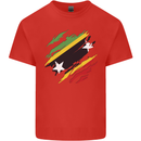 Torn Saint Kitts and Nevis Flag Day Football Kids T-Shirt Childrens Red