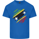 Torn Saint Kitts and Nevis Flag Day Football Kids T-Shirt Childrens Royal Blue
