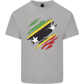 Torn Saint Kitts and Nevis Flag Day Football Kids T-Shirt Childrens Sports Grey