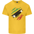 Torn Saint Kitts and Nevis Flag Day Football Kids T-Shirt Childrens Yellow