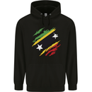 Torn Saint Kitts and Nevis Flag Day Football Mens 80% Cotton Hoodie Black