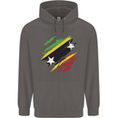 Torn Saint Kitts and Nevis Flag Day Football Mens 80% Cotton Hoodie Charcoal