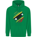 Torn Saint Kitts and Nevis Flag Day Football Mens 80% Cotton Hoodie Irish Green