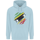 Torn Saint Kitts and Nevis Flag Day Football Mens 80% Cotton Hoodie Light Blue