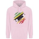 Torn Saint Kitts and Nevis Flag Day Football Mens 80% Cotton Hoodie Light Pink