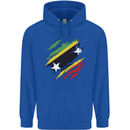 Torn Saint Kitts and Nevis Flag Day Football Mens 80% Cotton Hoodie Royal Blue