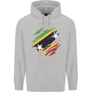 Torn Saint Kitts and Nevis Flag Day Football Mens 80% Cotton Hoodie Sports Grey