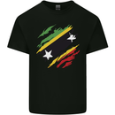 Torn Saint Kitts and Nevis Flag Day Football Mens Cotton T-Shirt Tee Top Black
