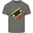 Torn Saint Kitts and Nevis Flag Day Football Mens Cotton T-Shirt Tee Top Charcoal