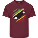 Torn Saint Kitts and Nevis Flag Day Football Mens Cotton T-Shirt Tee Top Maroon