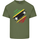 Torn Saint Kitts and Nevis Flag Day Football Mens Cotton T-Shirt Tee Top Military Green