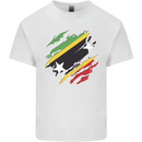 Torn Saint Kitts and Nevis Flag Day Football Mens Cotton T-Shirt Tee Top White