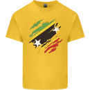 Torn Saint Kitts and Nevis Flag Day Football Mens Cotton T-Shirt Tee Top Yellow