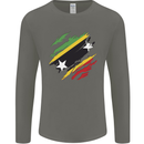 Torn Saint Kitts and Nevis Flag Day Football Mens Long Sleeve T-Shirt Charcoal