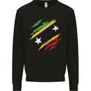 Torn Saint Kitts and Nevis Flag Day Football Mens Sweatshirt Jumper Black