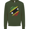 Torn Saint Kitts and Nevis Flag Day Football Mens Sweatshirt Jumper Forest Green