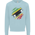 Torn Saint Kitts and Nevis Flag Day Football Mens Sweatshirt Jumper Light Blue