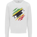 Torn Saint Kitts and Nevis Flag Day Football Mens Sweatshirt Jumper White