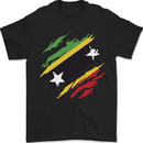 Torn Saint Kitts and Nevis Flag Day Football Mens T-Shirt 100% Cotton Black