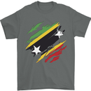 Torn Saint Kitts and Nevis Flag Day Football Mens T-Shirt 100% Cotton Charcoal