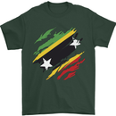Torn Saint Kitts and Nevis Flag Day Football Mens T-Shirt 100% Cotton Forest Green