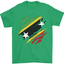 Torn Saint Kitts and Nevis Flag Day Football Mens T-Shirt 100% Cotton Irish Green