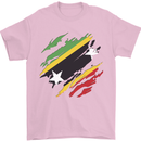 Torn Saint Kitts and Nevis Flag Day Football Mens T-Shirt 100% Cotton Light Pink