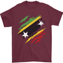 Torn Saint Kitts and Nevis Flag Day Football Mens T-Shirt 100% Cotton Maroon