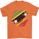 Torn Saint Kitts and Nevis Flag Day Football Mens T-Shirt 100% Cotton Orange