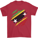 Torn Saint Kitts and Nevis Flag Day Football Mens T-Shirt 100% Cotton Red