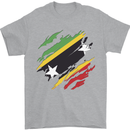 Torn Saint Kitts and Nevis Flag Day Football Mens T-Shirt 100% Cotton Sports Grey