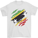 Torn Saint Kitts and Nevis Flag Day Football Mens T-Shirt 100% Cotton White
