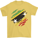 Torn Saint Kitts and Nevis Flag Day Football Mens T-Shirt 100% Cotton Yellow