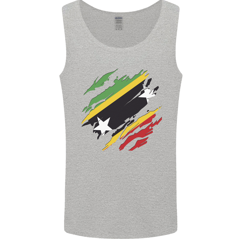 Torn Saint Kitts and Nevis Flag Day Football Mens Vest Tank Top Sports Grey