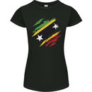 Torn Saint Kitts and Nevis Flag Day Football Womens Petite Cut T-Shirt Black