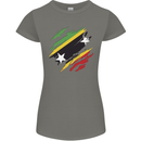 Torn Saint Kitts and Nevis Flag Day Football Womens Petite Cut T-Shirt Charcoal