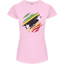 Torn Saint Kitts and Nevis Flag Day Football Womens Petite Cut T-Shirt Light Pink