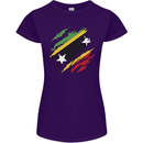 Torn Saint Kitts and Nevis Flag Day Football Womens Petite Cut T-Shirt Purple