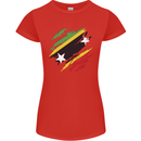 Torn Saint Kitts and Nevis Flag Day Football Womens Petite Cut T-Shirt Red