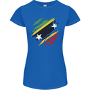 Torn Saint Kitts and Nevis Flag Day Football Womens Petite Cut T-Shirt Royal Blue