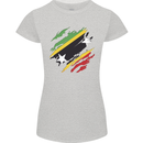 Torn Saint Kitts and Nevis Flag Day Football Womens Petite Cut T-Shirt Sports Grey